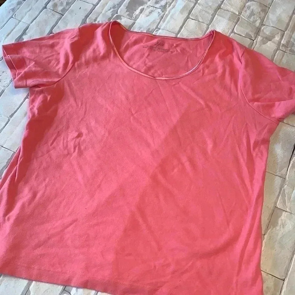 J JILL short sleeved satin trimmed tee size large - Picture 1 of 3